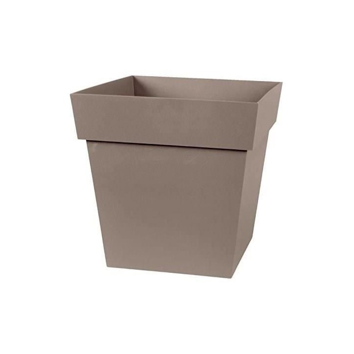 EDA Pot de fleur carré Toscane - 32 x 32 x H 32 cm - 22 L - Taupe
