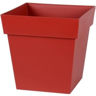 EDA Pot de fleur carré Toscane - 32 x 32 x H 32 cm - 22 L - Rouge rub