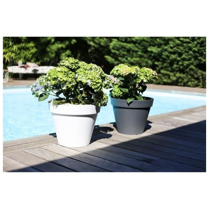 EDA Pot de fleur rond Toscane - Ø 30 x H 26 cm - 10 L - Blanc