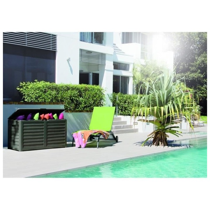 EDA Coffre de jardin BAYA en Plastique 420 litres - Décor imitation b