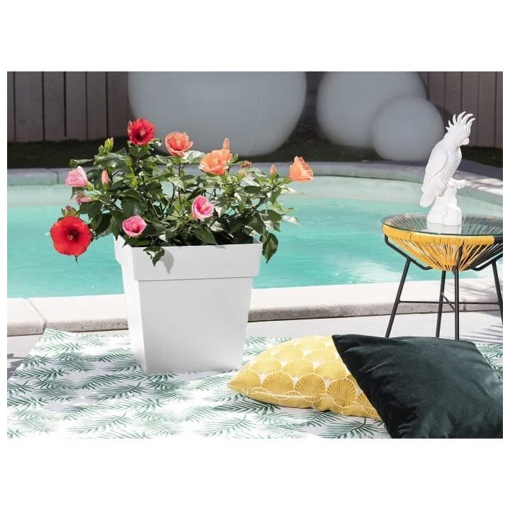 Pot de fleur EDA Plastique Carré TOSCANE Blanc 39 x 39 x H 39 cm 38 L