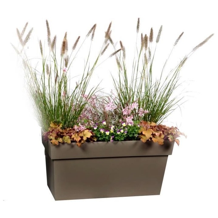 EDA Muret avec roulettes Toscane - 79 x 35 x H 39 cm - 74 L - Taupe