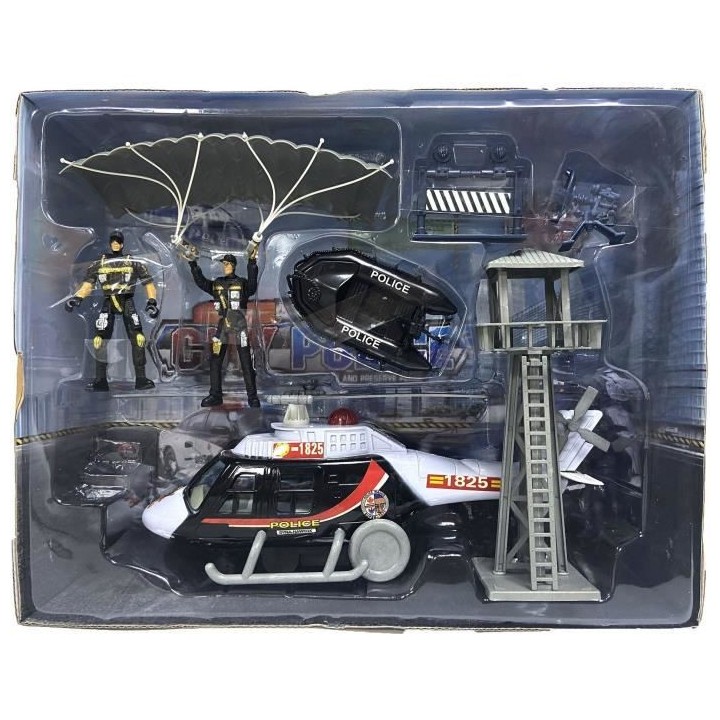 Coffret Police Hélicoptere + Tour de contrôle - Univers miniature
