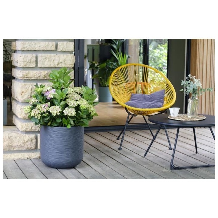 EDA PLASTIQUE - Pot rond 40 cm Graphit'Up - 32,5 L - Gris anthracite