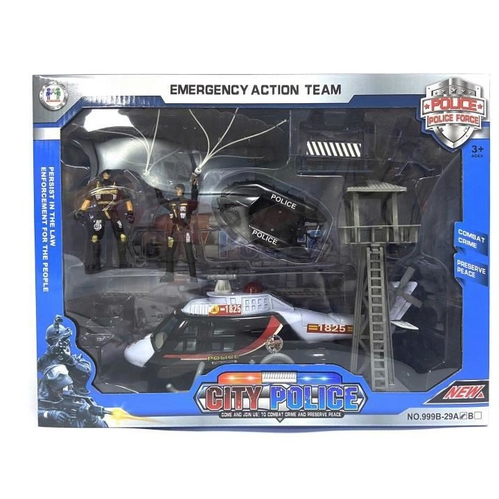 Coffret Police Hélicoptere + Tour de contrôle - Univers miniature