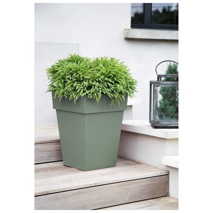 EDA PLASTIQUE - Pot de fleur mi-haut carré Toscane - 39 x 39 x H 53 c