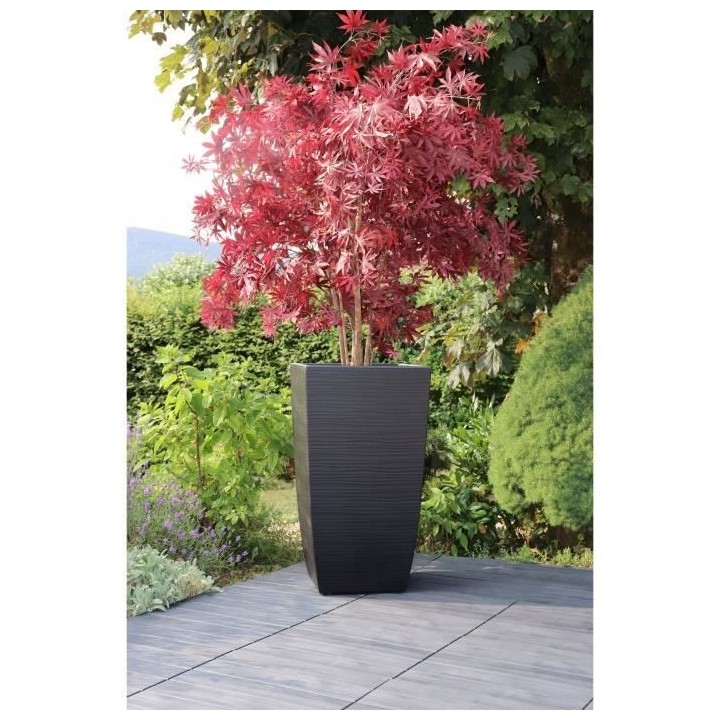 EDA Bac a Fleurs Carré Haut Diva Stone 42 L - avec Bac Amovible - Ext