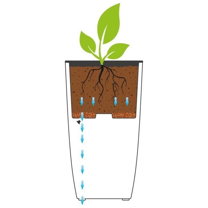 EDA Bac a Fleurs Carré Haut Diva Stone 42 L - avec Bac Amovible - Ext