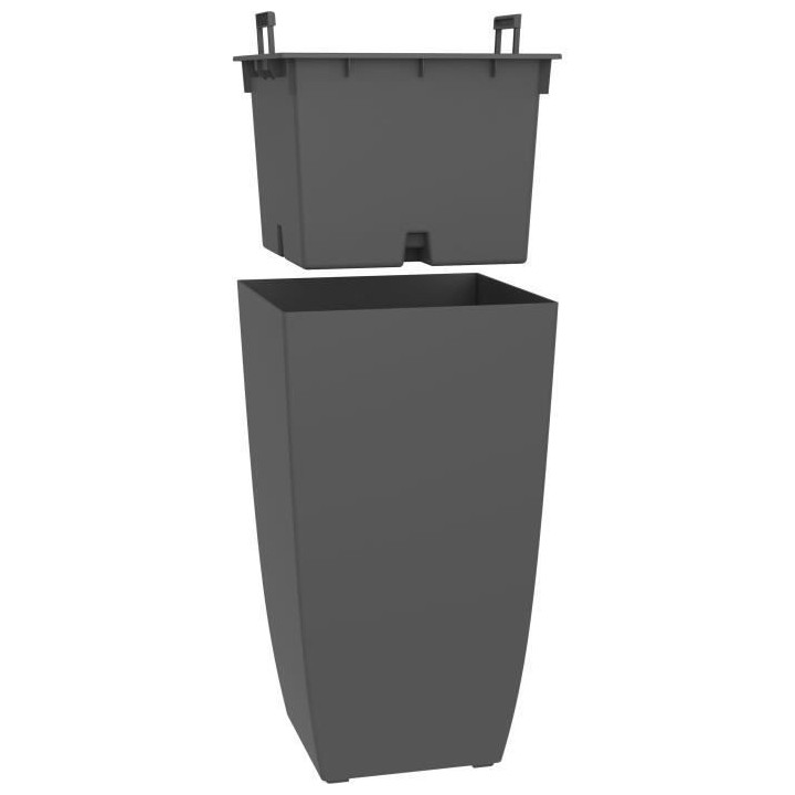 EDA Bac a Fleurs Carré Haut Diva Stone 42 L - avec Bac Amovible - Ext