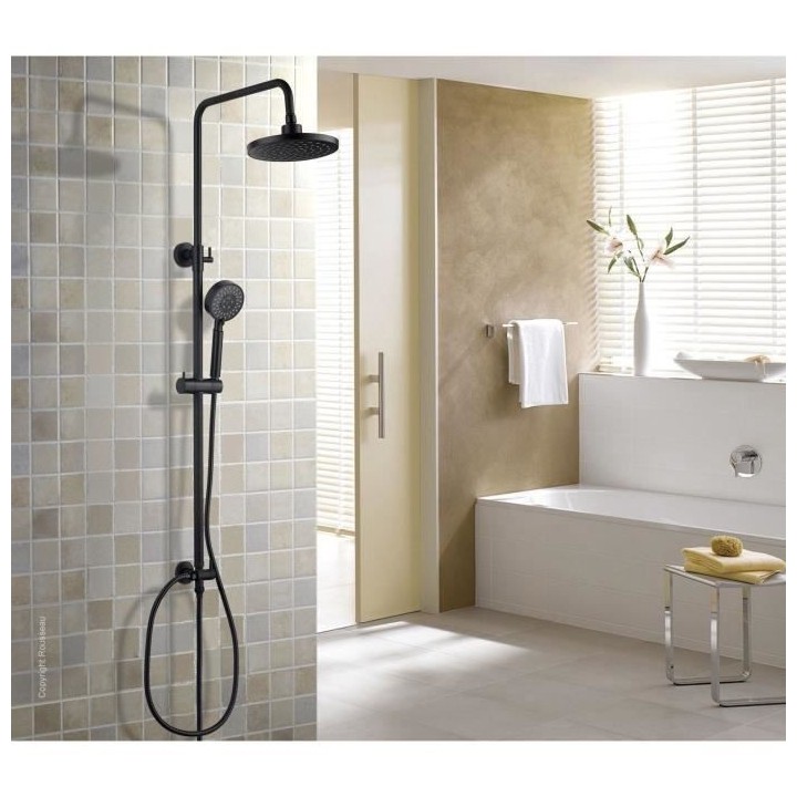 Colonne de douche sans robinetterie - EDOUARD ROUSSEAU - HERA - Noir