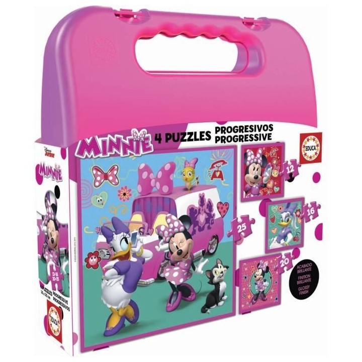 4 puzzles progressifs - EDUCA - Malette Puzzles Progressifs Minnie & T