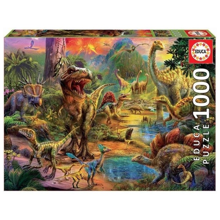 Puzzle 1000 pieces - Terre De Dinosaures - EDUCA - Animaux - Espagne -