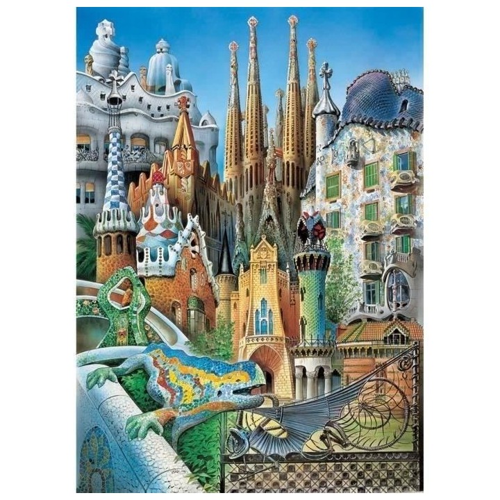 Puzzle 1000 pieces COLLAGE GAUDI - EDUCA - Architecture et monument -