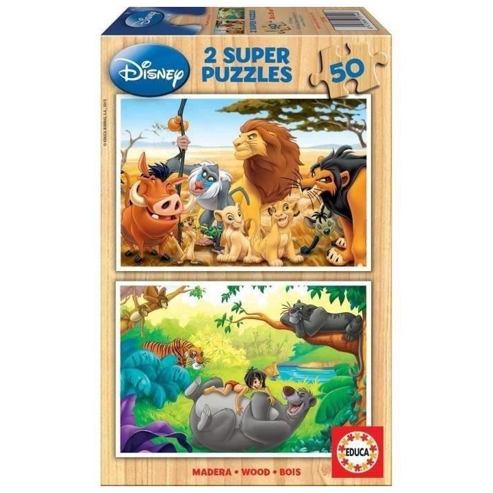 Puzzle en bois Disney - Educa - Animaux - 50 pieces - Pour enfants des