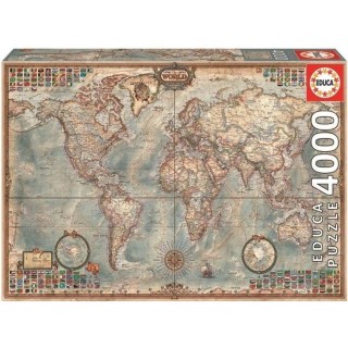 Puzzle Mappemonde EDUCA 4000 Pieces - Collection Adulte - Mixte - A pa
