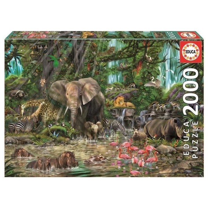 Puzzle Jungle Africaine - EDUCA - 2000 Pieces - Pour Adultes - Intéri