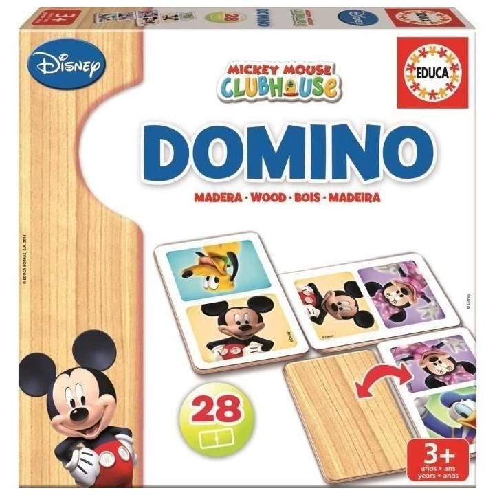 Jeu de domino en bois Mickey - EDUCA - Domino bois Mickey - Mixte - En