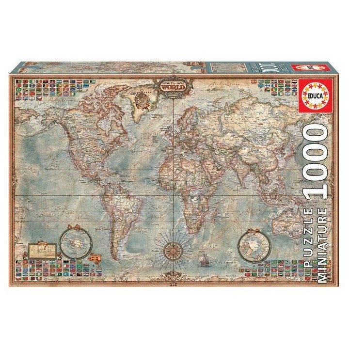 Puzzle Le Monde 1000 pieces - EDUCA - Voyage et cartes - Adulte - 12 a