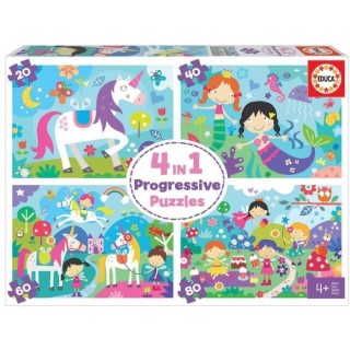 Puzzle progressif 4 en 1 - EDUCA - AMIS FANTASTIQUES - 20-80 pcs - Enf