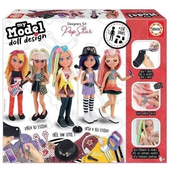 Poupée articulée a assembler EDUCA - My Model Doll Design Pop Star -