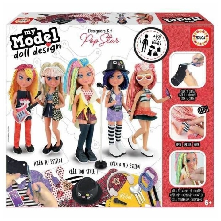 Poupée articulée a assembler EDUCA - My Model Doll Design Pop Star -