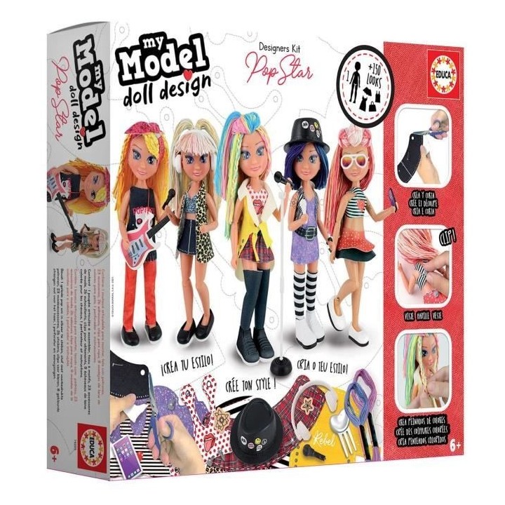 Poupée articulée a assembler EDUCA - My Model Doll Design Pop Star -