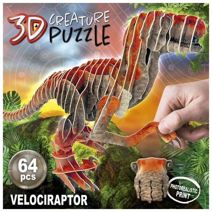 Puzzle 3D - EDUCA - Velociraptor - Dessins animés et BD - Moins de 10