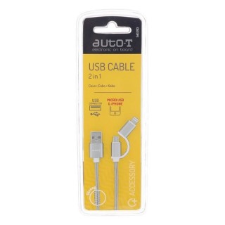 AUTO-T Câble plat 2 en 1 : micro-USB / IPhone 5&6