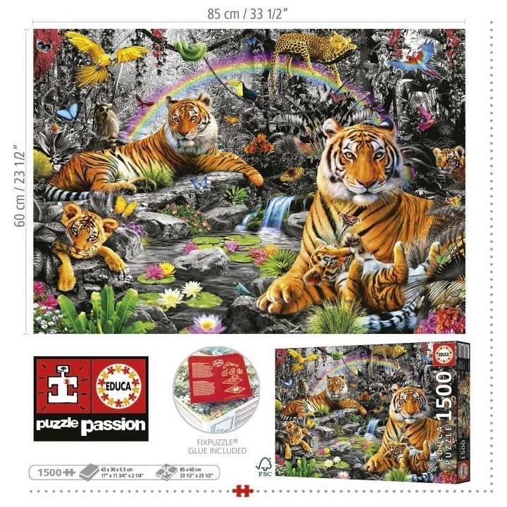 Puzzle paysage et nature - EDUCA - Jungle radieuse - 1500 pieces - Sac
