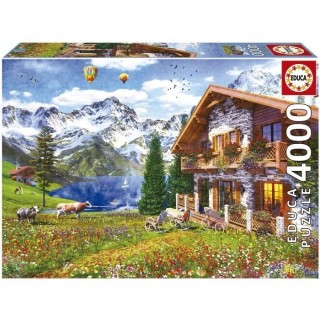 Puzzle paysage et nature - EDUCA - CHALET ALPIN - 4000 pieces - Sachet