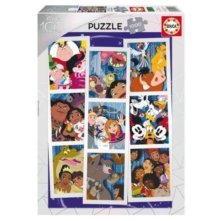 Puzzle 1000 pieces COLLAGE DISNEY 100 - Marque EDUCA - Dimensions 68 x