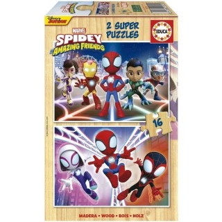 Puzzle en bois SPIDEY & HIS AMAZING FRIENDS - 2x16 pieces - Enfant - M