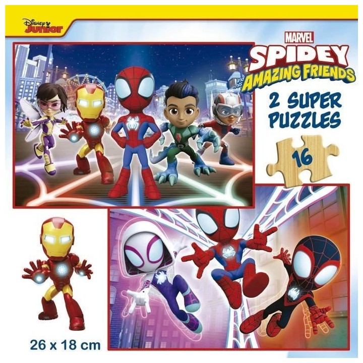 Puzzle en bois SPIDEY & HIS AMAZING FRIENDS - 2x16 pieces - Enfant - M