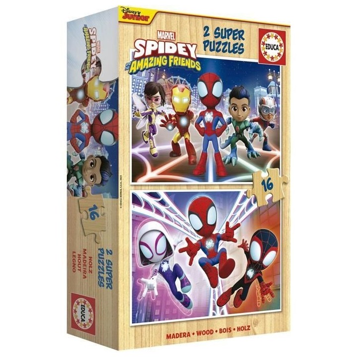 Puzzle en bois SPIDEY & HIS AMAZING FRIENDS - 2x16 pieces - Enfant - M