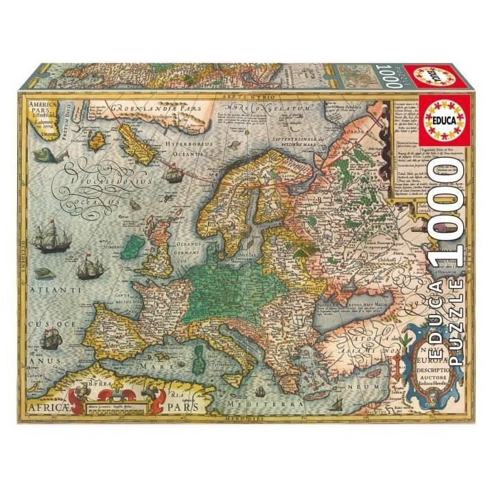 Puzzle Carte d'Europe - 1000 pieces - Marque Educa - Theme Voyage et c