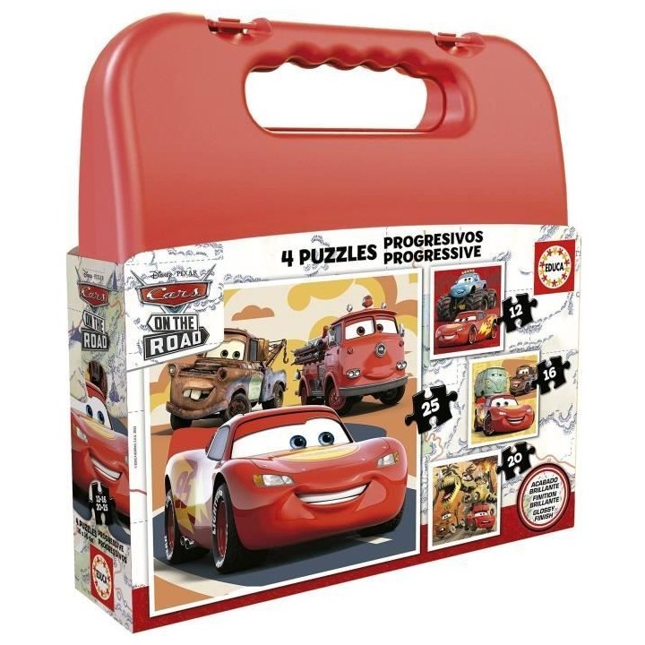 Puzzle progressif CARS - Malette de 4 puzzles - Educa - 12-16-20-25 pi