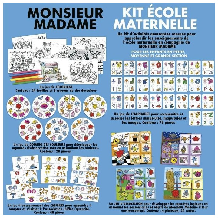 Jeu d'apprentissage - EDUCA - Monsieur Madame - Kit École Maternelle
