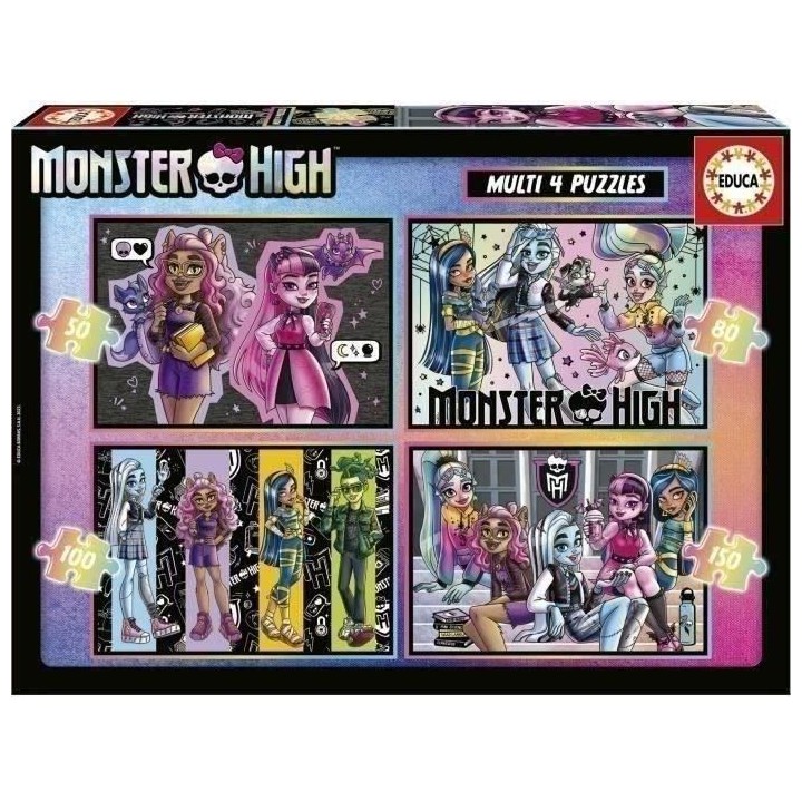 4 puzzles progressifs - EDUCA - Multi 4 Monster High 50-80-100-150