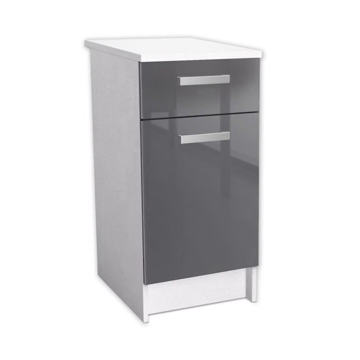 START Caisson bas de cuisine L 40 cm - Gris brillant
