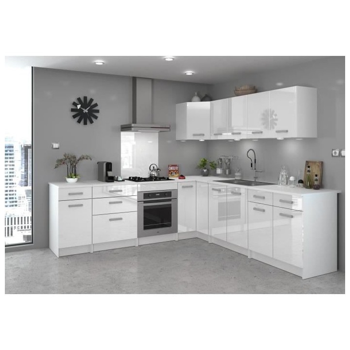 START Meuble bas de cuisine 3 tiroirs - L 60 x Mélaminé blanc - Faç