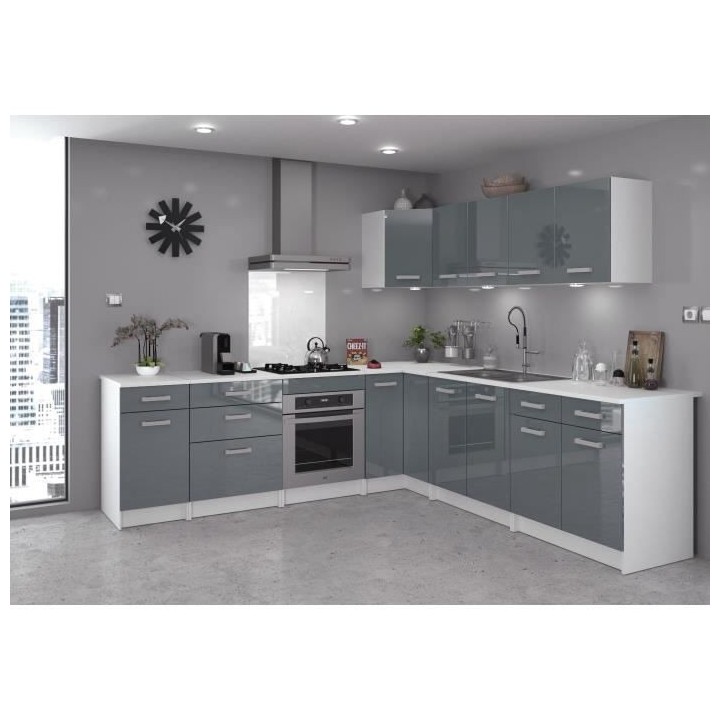 START Meuble bas de cuisine 3 tiroirs - L 60 x Mélaminé blanc - Faç