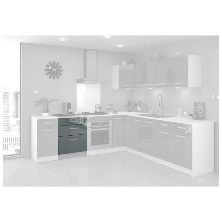 START Meuble bas de cuisine 3 tiroirs - L 60 x Mélaminé blanc - Faç