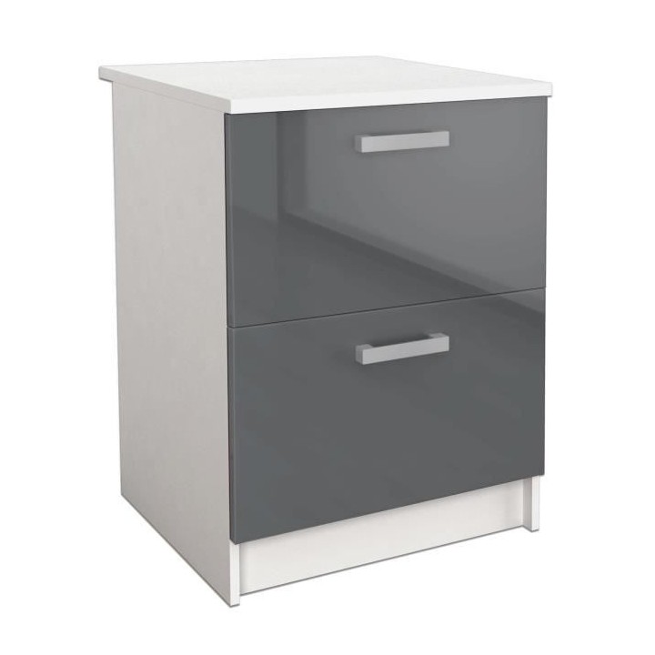 START Meuble bas de cuisine L 60 cm avec plan de travail inclus - Gris