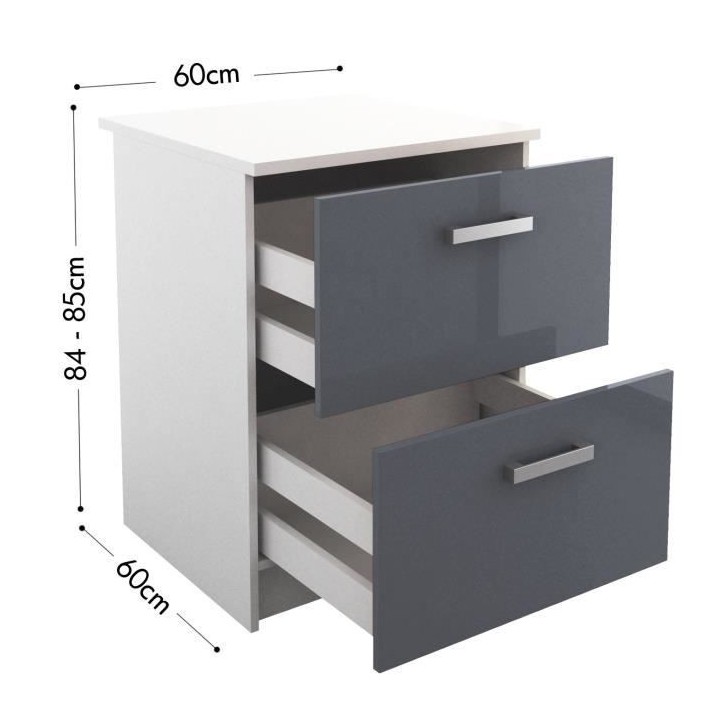 START Meuble bas de cuisine L 60 cm avec plan de travail inclus - Gris
