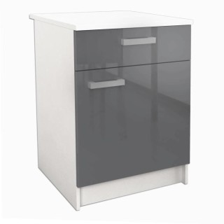 START Meuble bas de cuisine L 60 cm avec plan de travail inclus - Gris