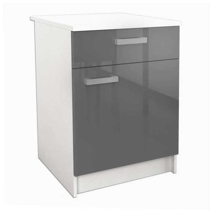 START Meuble bas de cuisine L 60 cm avec plan de travail inclus - Gris