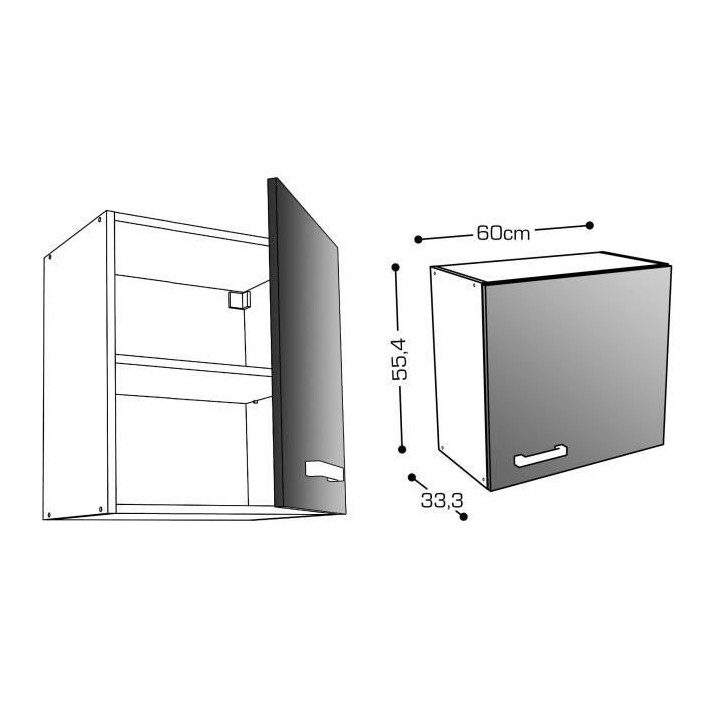 START Caisson haut de cuisine L 60 cm - Blanc Brillant