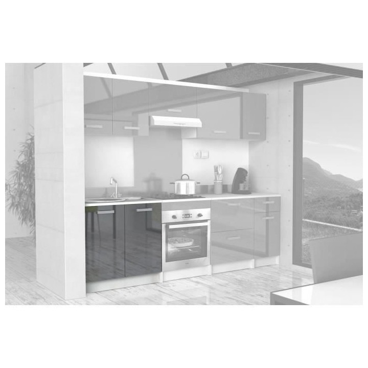 START Meuble bas de cuisine L 80 cm - Gris brillant