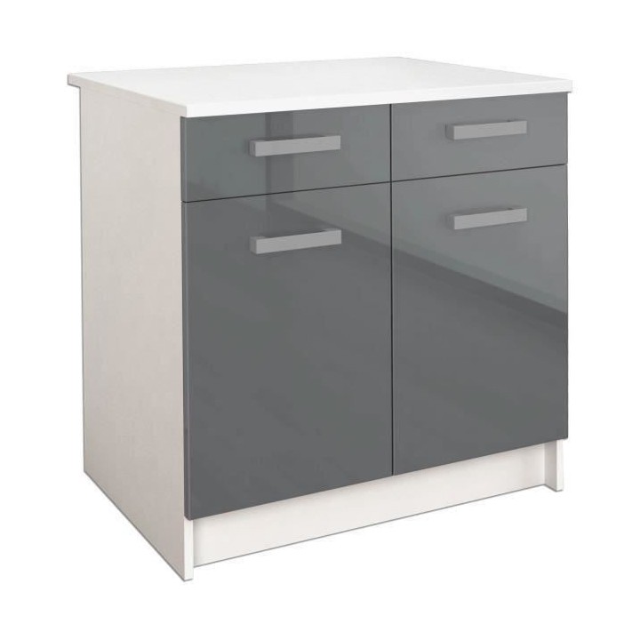 START Caisson bas de cuisine L 80 cm avec plan de travail inclus - Gri