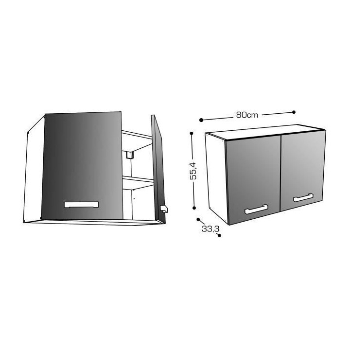 START Meuble haut de cuisine L 80 cm - Blanc Brillant